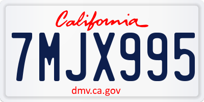 CA license plate 7MJX995