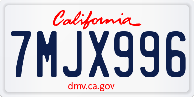 CA license plate 7MJX996
