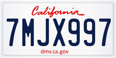 CA license plate 7MJX997