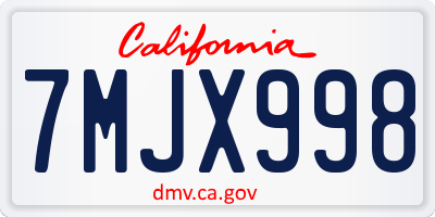 CA license plate 7MJX998