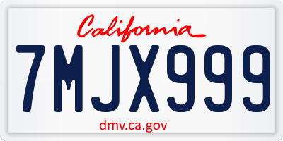 CA license plate 7MJX999