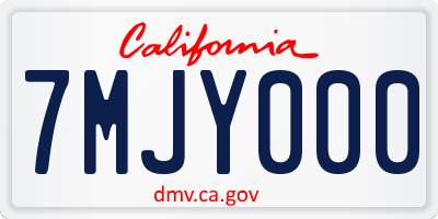 CA license plate 7MJY000