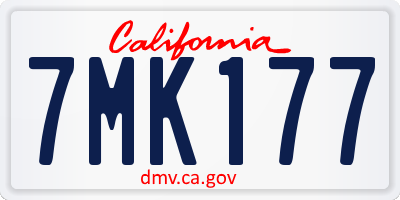 CA license plate 7MK177