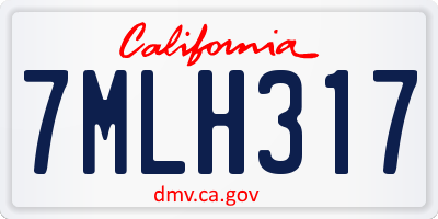 CA license plate 7MLH317