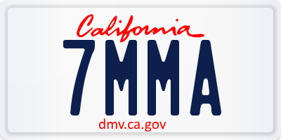 CA license plate 7MMA