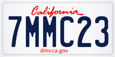 CA license plate 7MMC23