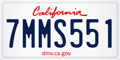 CA license plate 7MMS551