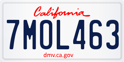 CA license plate 7MOL463