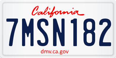 CA license plate 7MSN182