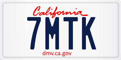 CA license plate 7MTK