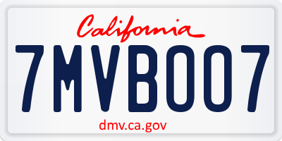 CA license plate 7MVBOO7