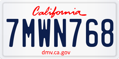 CA license plate 7MWN768