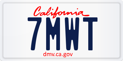 CA license plate 7MWT