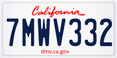 CA license plate 7MWV332