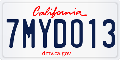 CA license plate 7MYDO13