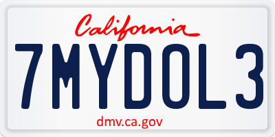 CA license plate 7MYDOL3