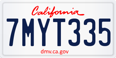 CA license plate 7MYT335