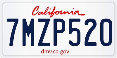 CA license plate 7MZP520