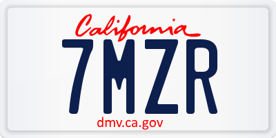 CA license plate 7MZR