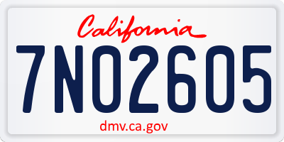 CA license plate 7N02605