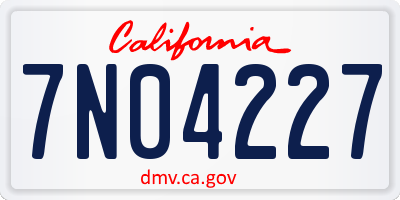 CA license plate 7N04227