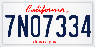 CA license plate 7N07334