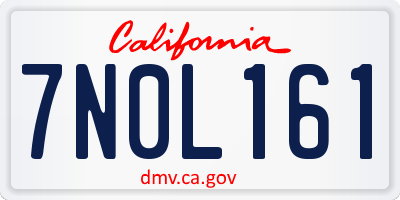 CA license plate 7N0L161