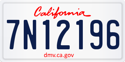 CA license plate 7N12196