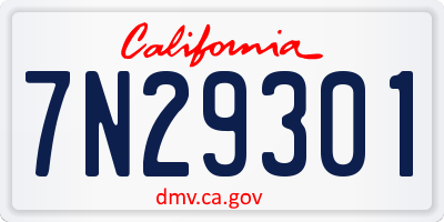 CA license plate 7N29301