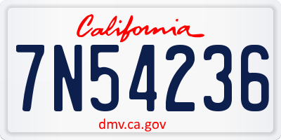 CA license plate 7N54236