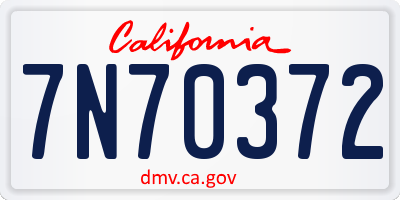 CA license plate 7N70372