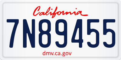 CA license plate 7N89455