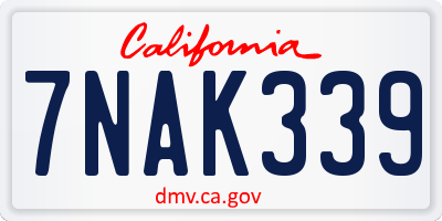 CA license plate 7NAK339