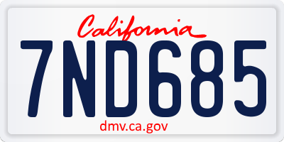 CA license plate 7ND685