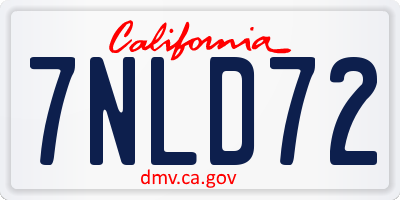 CA license plate 7NLD72