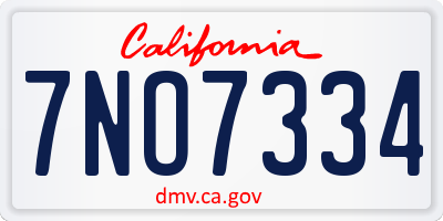 CA license plate 7NO7334