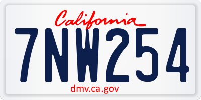 CA license plate 7NW254