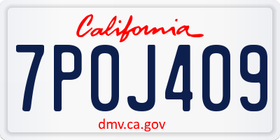 CA license plate 7P0J409