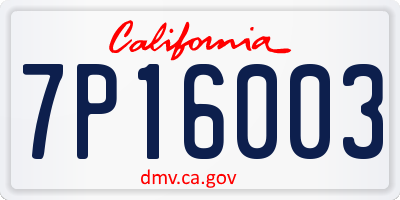 CA license plate 7P16003