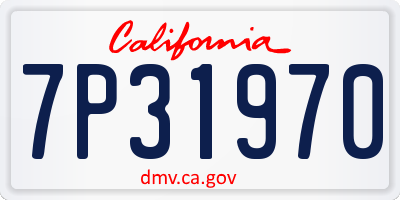 CA license plate 7P31970