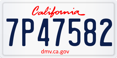 CA license plate 7P47582