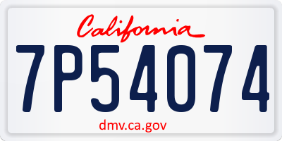 CA license plate 7P54074