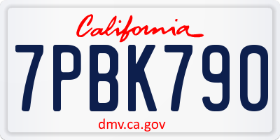 CA license plate 7PBK790