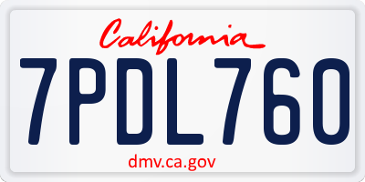 CA license plate 7PDL760