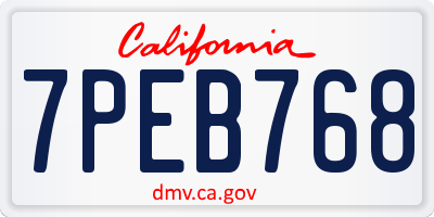 CA license plate 7PEB768