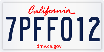 CA license plate 7PFF012