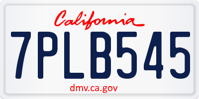 CA license plate 7PLB545