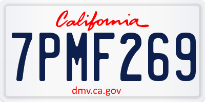CA license plate 7PMF269