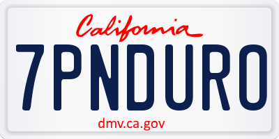 CA license plate 7PNDURO