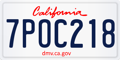 CA license plate 7POC218